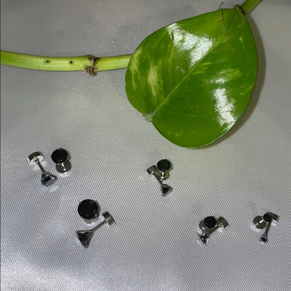 Black CZ Stainless Steel Flat Screw Back Studs